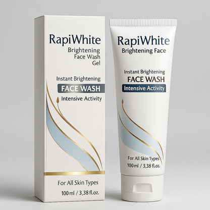 Rapi White Brightening Face Wash Gel – Medicated Face Cleanser for All Skin Types, Instant Glow, 100ml (3.38 fl. oz)