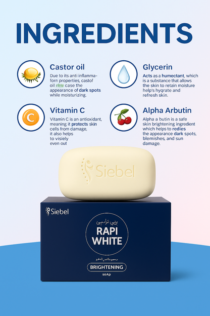 RapiWhite Skin Brightening Soap – Glowing, Softening & Rejuvenating Cleanser for All Skin Types, Hypoallergenic Formula
